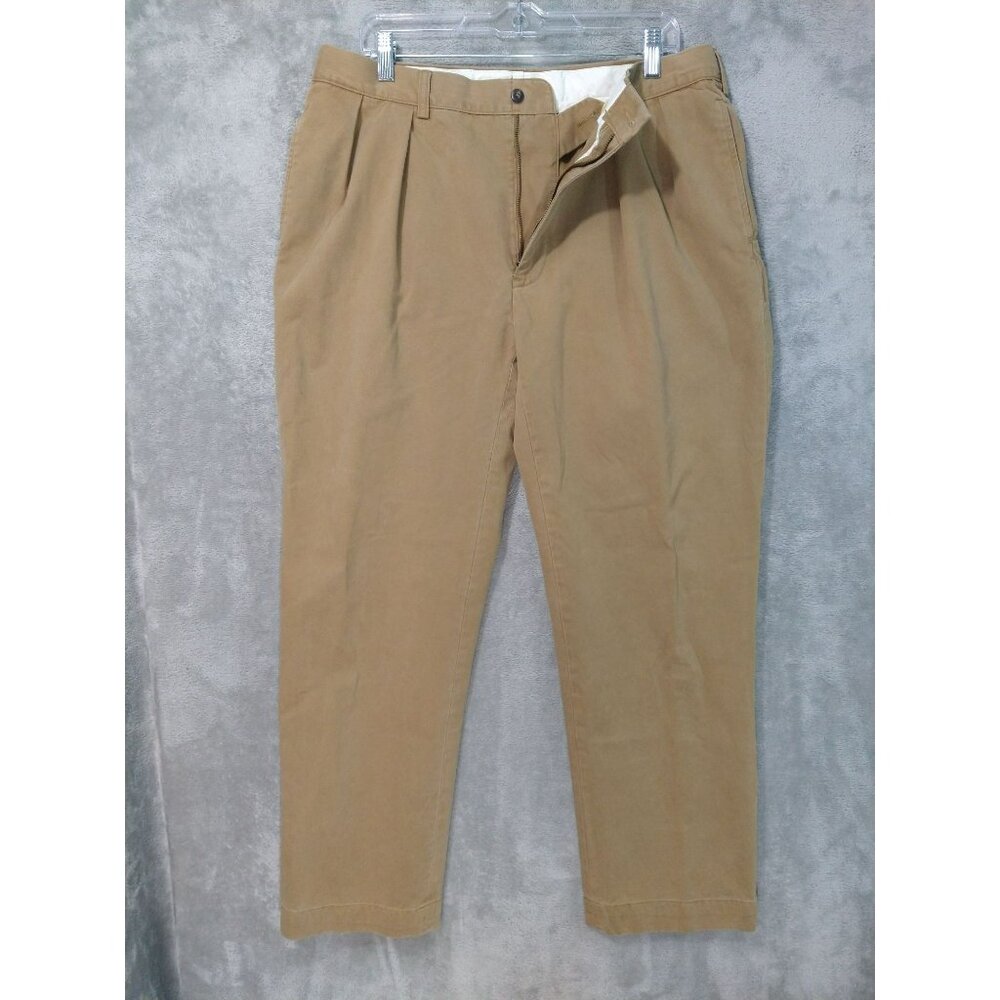 Polo Ralph Lauren Pants Mens 36x32 Beige Chino Classic Fit Pleated Mid Rise